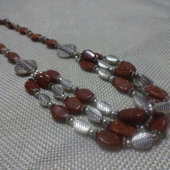 Stunning "GOLD SUNSTONE" Handmade STERLING Necklace Size 18" #959A - Picture 1 of 3